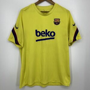 Nike Soccer Jersey Men's XL Yellow FCB Futbol Club Barcelona 2019-2020 Beko Logo